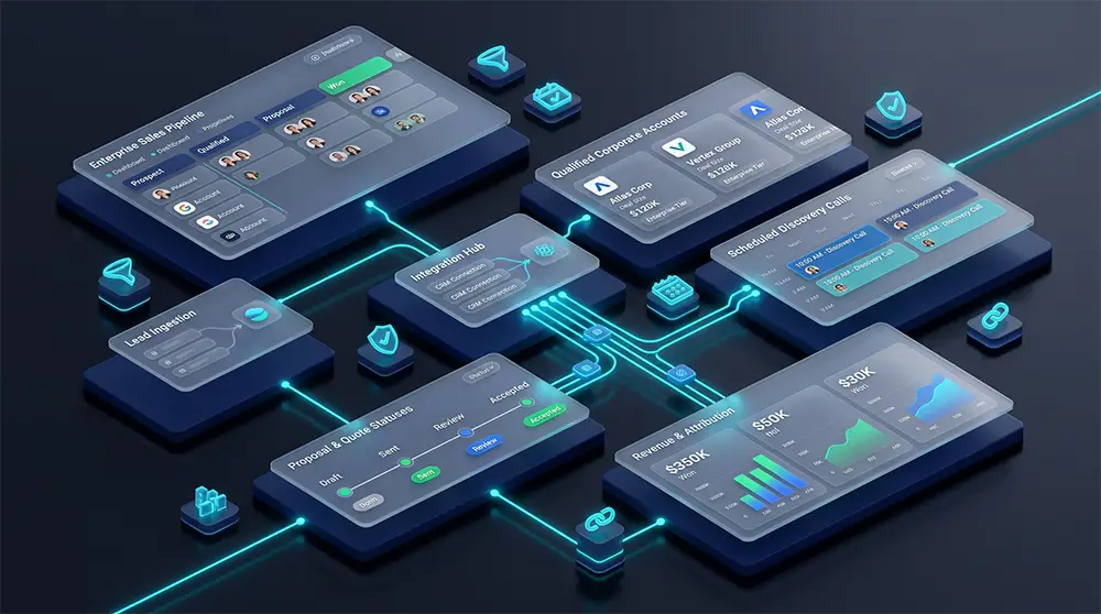 Embudo de ventas corporativo y sincronización con CRM en estrategias de marketing digital B2B